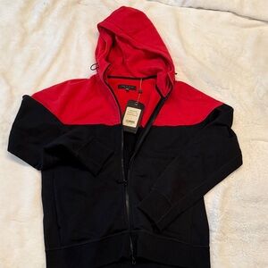 rag & bone Men’s Zip-Up Hoodie in Red and Black
